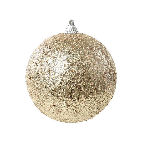Bola de Natal - Glitter Dourado - 10cm - 4 unidades - Cromus - Rizzo