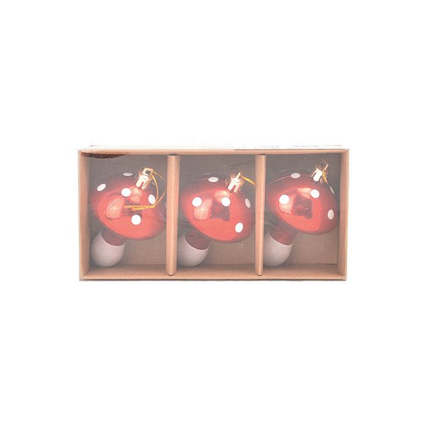 Enfeite de Pendurar - Cogumelos Vermelhos - 8cm - 3 unidades - Cromus - Rizzo