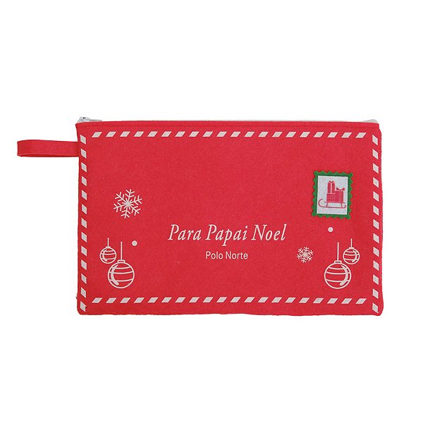 Bolsinha em Feltro de Natal - Vermelho - 25x16cm - 1 unidade - Cromus - Rizzo
