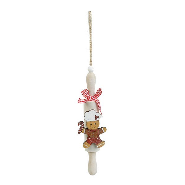 Enfeite de Pendurar de Natal - Rolo de Massa com Gingerbread - 18x4cm - 1 unidade - Cromus - Rizzo
