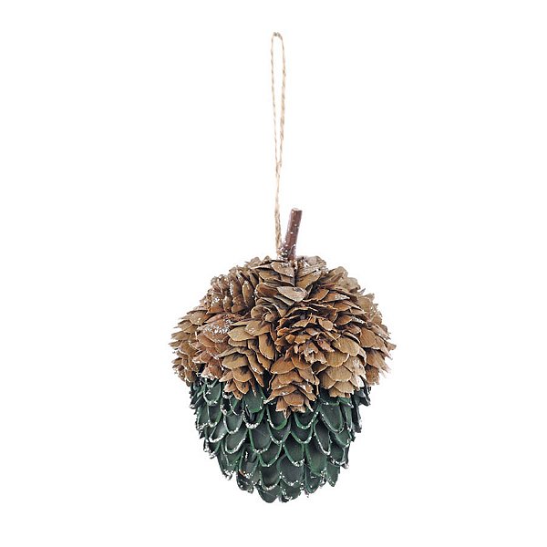 Enfeite de Pendurar - Nozes de Pinha Verde Glitter - 10x8cm - 1 unidade - Cromus - Rizzo