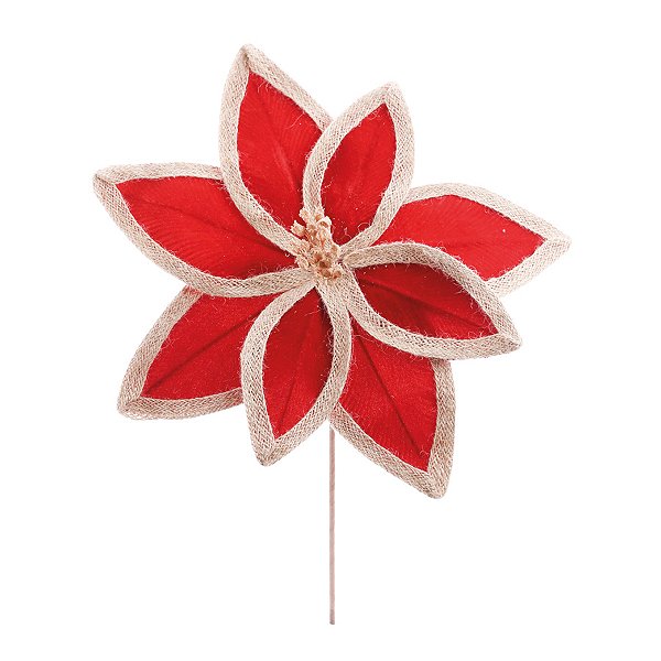 Poinsétia Decorativa - Vermelho, Marrom - 35cm - 1 unidade - Cromus - Rizzo
