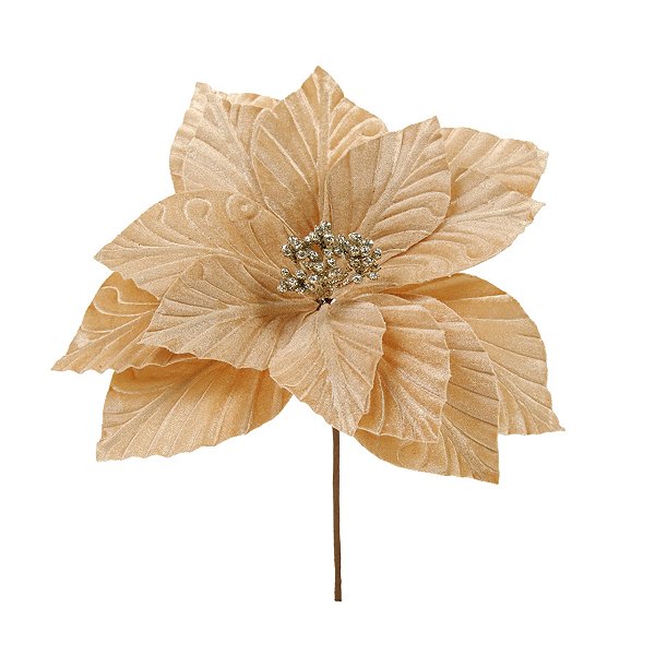 Poinsétia Decorativa - Glitter Nude - 20cm - 1 unidade - Cromus - Rizzo