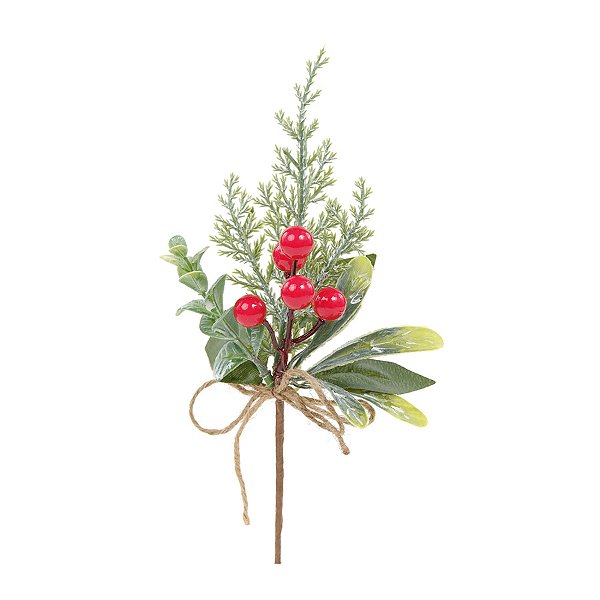 Pick Decorativo de Natal - com Folhas e Frutas Coloridas - 20cm - 1 unidade - Cromus - Rizzo