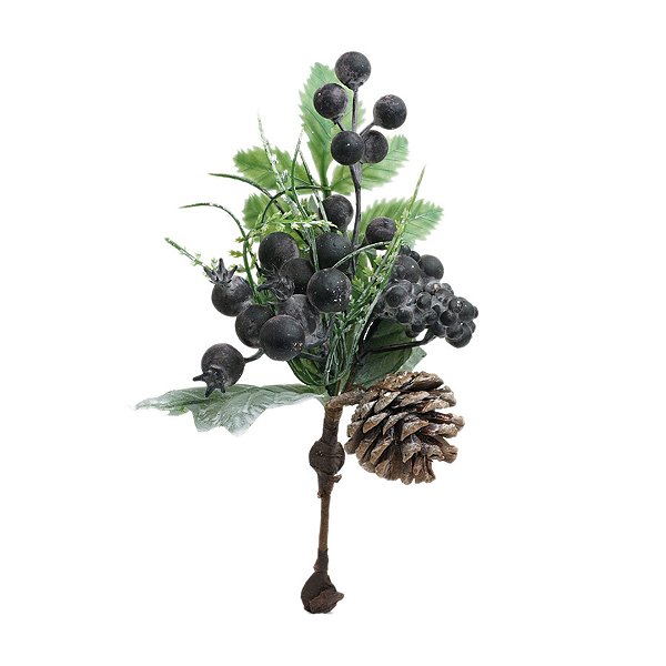Pick Decorativo - Galhos com Frutas Roxas - 23cm - 1 unidade - Cromus - Rizzo
