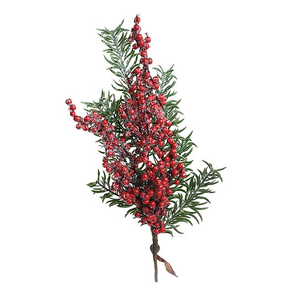 Galho Decorativo - Galho com Frutas Vermelhas - 48cm - 1 unidade - Cromus - Rizzo