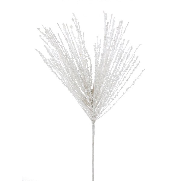 Galho Decorativo - Folha com Glitter Branco - 58cm - 1 unidade - Cromus - Rizzo