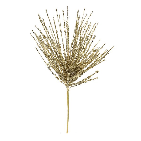 Galho Decorativo - Folha com Glitter Ouro - 59cm - 1 unidade - Cromus - Rizzo