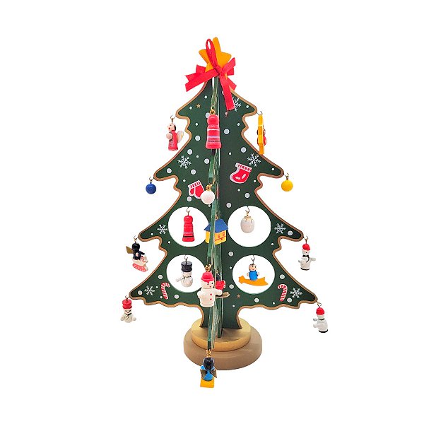 Enfeite de Madeira Árvore de Natal Verde Mod.2 - 25,5cm - 1 unidade - Rizzo
