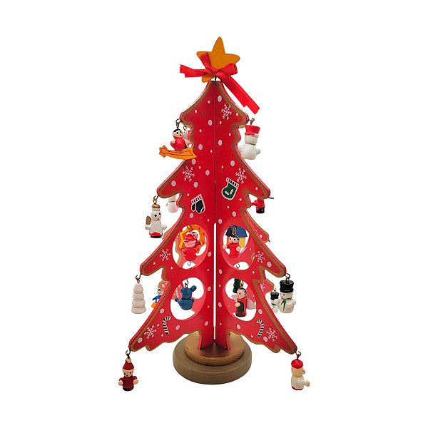 Enfeite de Madeira Árvore de Natal Vermelha Mod.2 - 25,5cm - 1 unidade - Rizzo