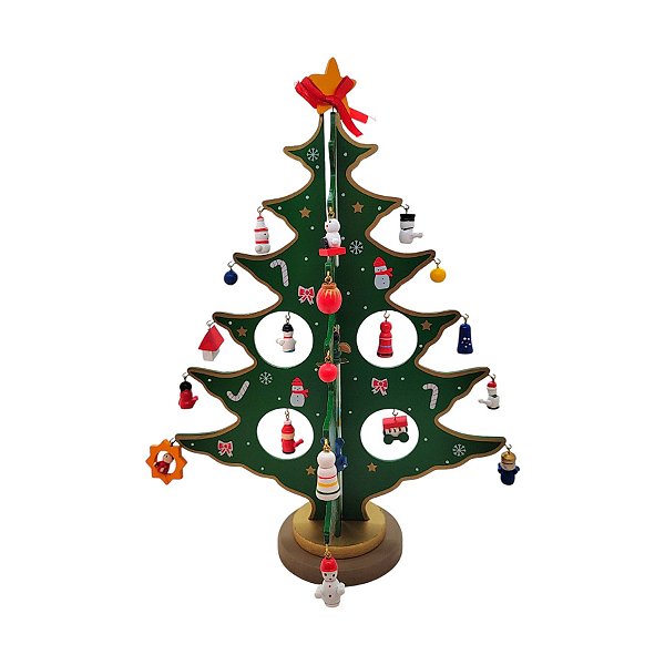 Enfeite de Madeira Árvore de Natal Verde - 31cm - 1 unidade - Rizzo