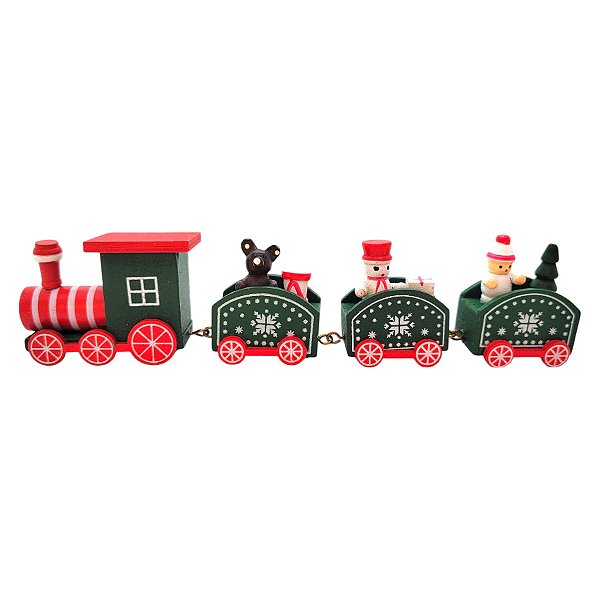 Enfeite de Madeira de Natal Trem - Verde - 19cm - 1 unidade - Rizzo