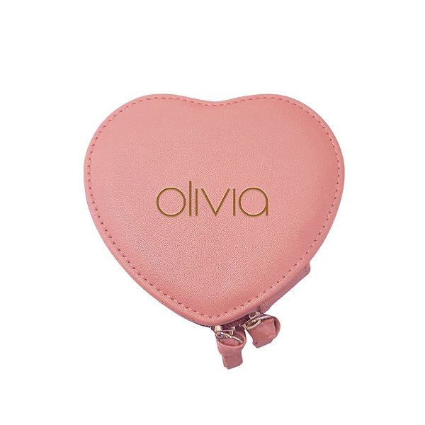 Mini Porta Joias Coração Personalizado - Nome Elegante - Rosa - 1 unidade - Rizzo