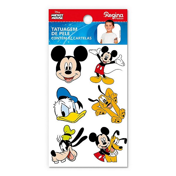 Tatuagem Temporária para Pele - Mickey Mouse - Disney - 12 Tatuagens - Disney Original - Rizzo