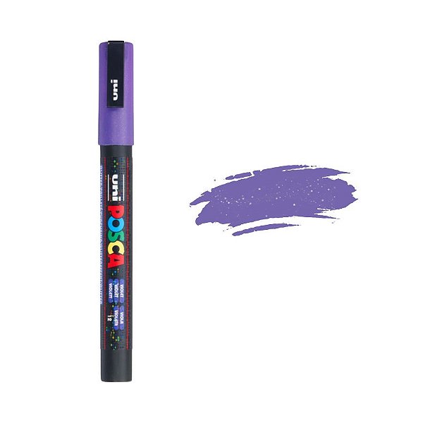 Caneta Posca PC-3ML 0.9-1.3mm - Violeta Com Glitter  - 1 unidade - Posca - Rizzo