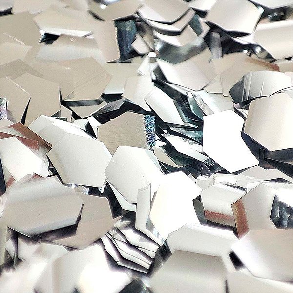 Confete Metalizado Hexagonal 50g - Prata - 0,6cm - 1 unidade - KLF Festas - Rizzo
