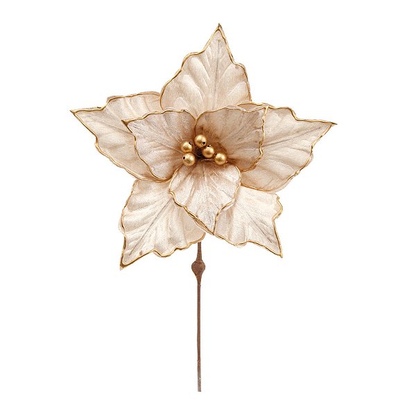 Poinsétia Decorativa - Champagne - 30cm - 1 unidade - Cromus - Rizzo
