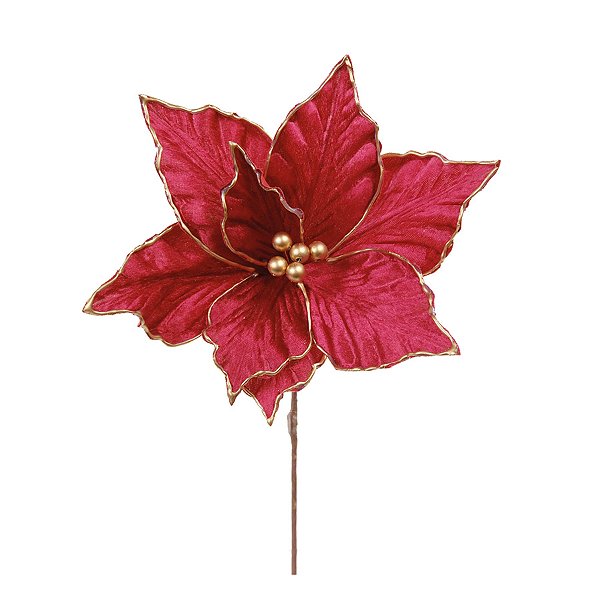 Poinsétia Decorativa - Borgonha - 36cm - 1 unidade - Cromus - Rizzo