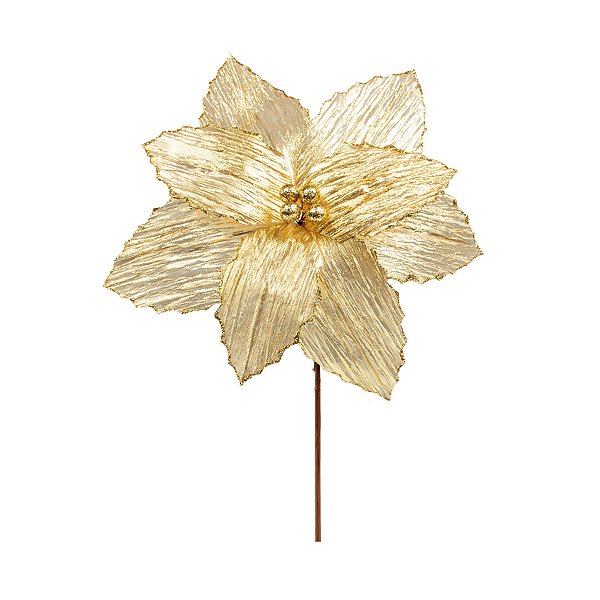 Poinsétia Decorativa - Ouro - 20cm - 1 unidade - Cromus - Rizzo