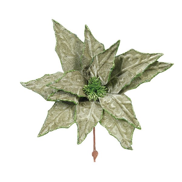 Poinsétia Decorativa - Verde - 30cm - 1 unidade - Cromus - Rizzo