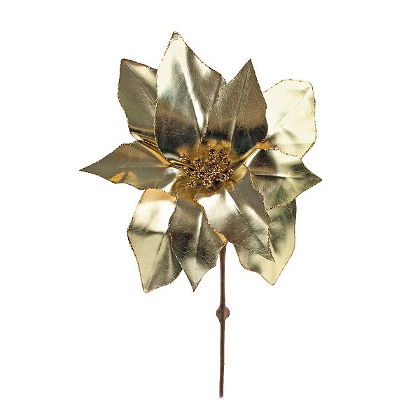 Poinsétia Decorativa -  Glitter Champagne - 30cm - 1 unidade - Cromus - Rizzo