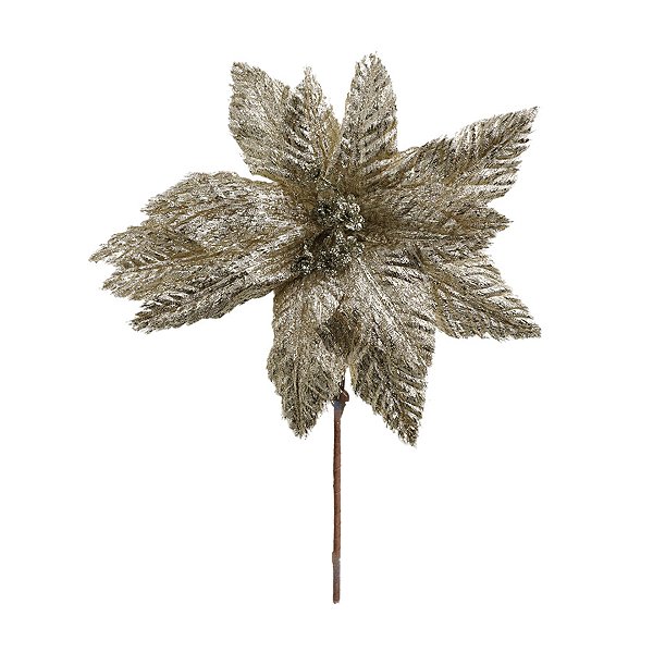 Poinsétia Decorativa - Champagne - 30cm - 1 unidade - Cromus - Rizzo