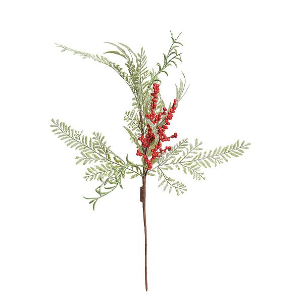 Galho Decorativo - Folhas, Frutas Verde, Vermelho - 67cm - 1 unidade - Cromus - Rizzo