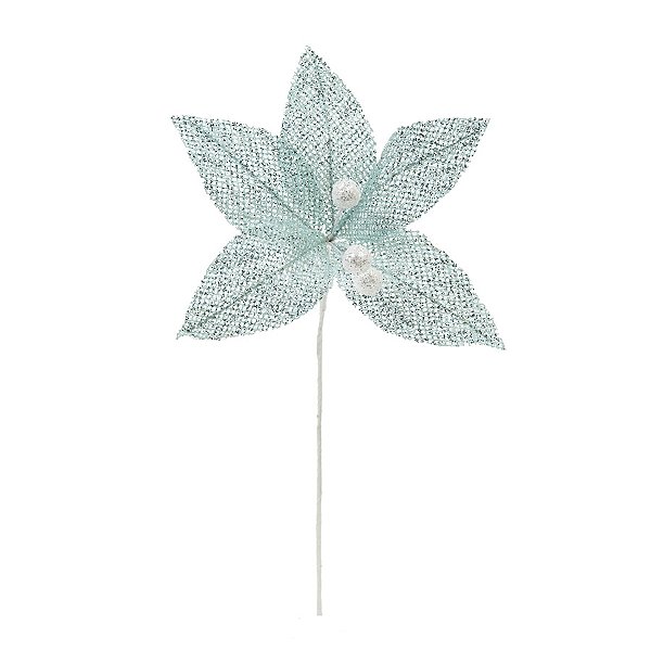 Poinsétia Decorativa - Branco, Verde - 20cm - 1 unidade - Cromus - Rizzo