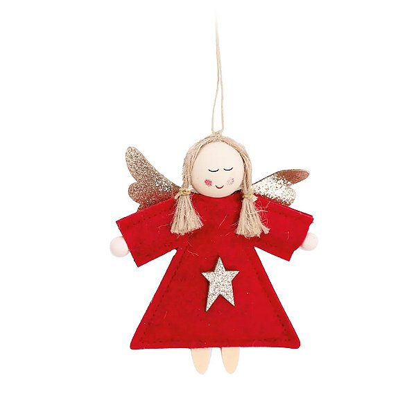 Enfeite para Pendurar Anjo Olhos Fechados - Vermelho - 13cm - 1 unidade - Cromus - Rizzo