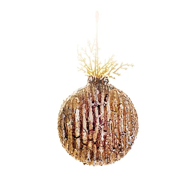 Enfeite para Pendurar Bola com Folhas Natural 10cm - 01 unidade - Cromus Natal - Rizzo