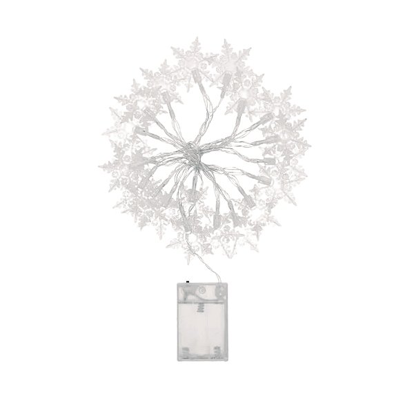 Cordão De Led Luz Branca Com Fio Incolor - Floco De Neve 20 Leds - 3.m - 1 unidade - Rizzo - Rizzo