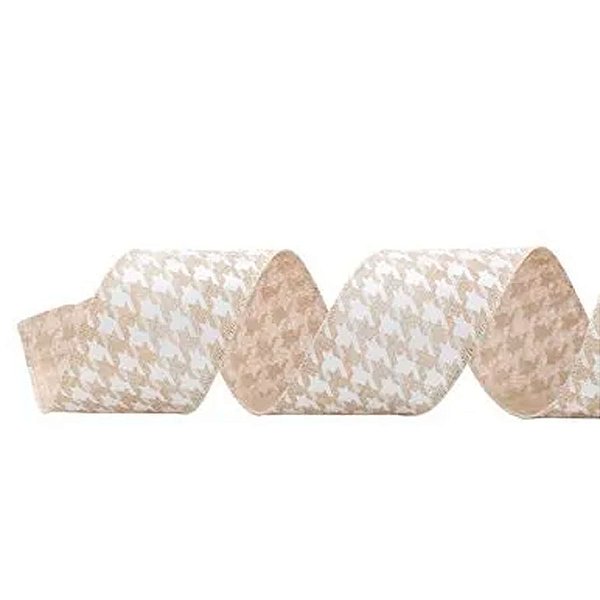 Fita Decorativa Aramada Pied de Poule Bege - 6,3cm x 91,4m - 1 unidade - Cromus - Rizzo