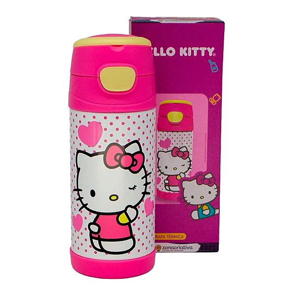 Garrafa Térmica com Canudo Hello Kitty - 350ml - 1 unidade - Zona Criativa - Rizzo