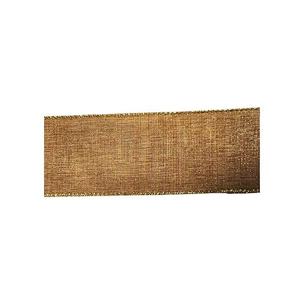 Fita Aramada Decorativa - Juta e Dourado - 6,3cmx91,4m - 1 unidade - Cromus - Rizzo