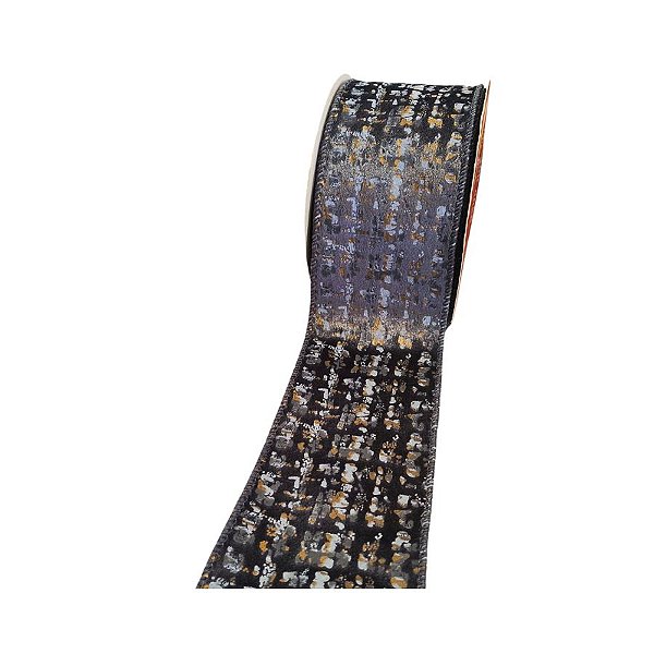 Fita Aramada Decorativa  - Cinza e Dourado - 6,5cmx9,14m - 1 unidade - Rizzo
