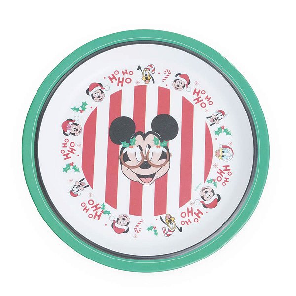 Prato de Bambu de Natal - Mickey Ho Ho Ho - 21cm - 1 unidade - Disney Original - Rizzo