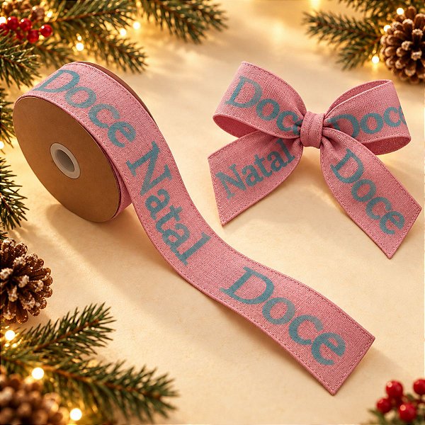 Fita Decorativa Aramada - Doce Natal - 3,8cm x 9,14m - 1 unidade - Rizzo - Rizzo