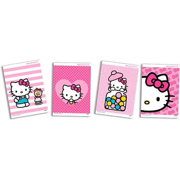 Quadros Decorativos - Hello Kitty - 4 unidades - Festcolor - Rizzo