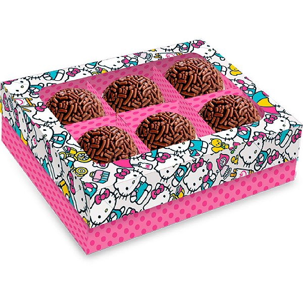 Caixa 6 Bombons Retangular com Visor - Hello Kitty Rosa - 1 unidade - Festcolor - Rizzo