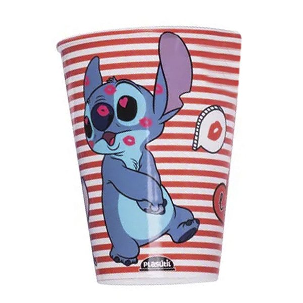 Copo de Plástico Stitch - Vermelho - 280 ml - 1 unidade - Plasútil - Rizzo