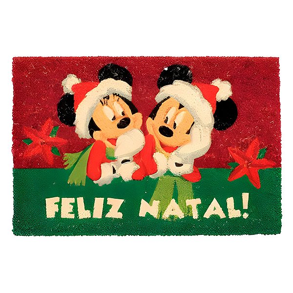 Capacho de Fibra - Feliz Natal Mickey - 40x60cm - 1 unidade - Cromus - Rizzo