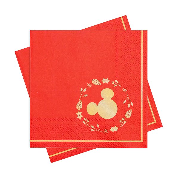 Guardanapo de Papel Silhueta Mickey - Vermelho/Ouro - 33cm - 20 unidades - Cromus - Rizzo