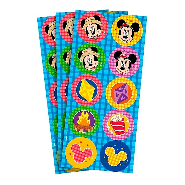 Adesivo Redondo - Arraia do Mickey - 30 unidades - Regina - Rizzo