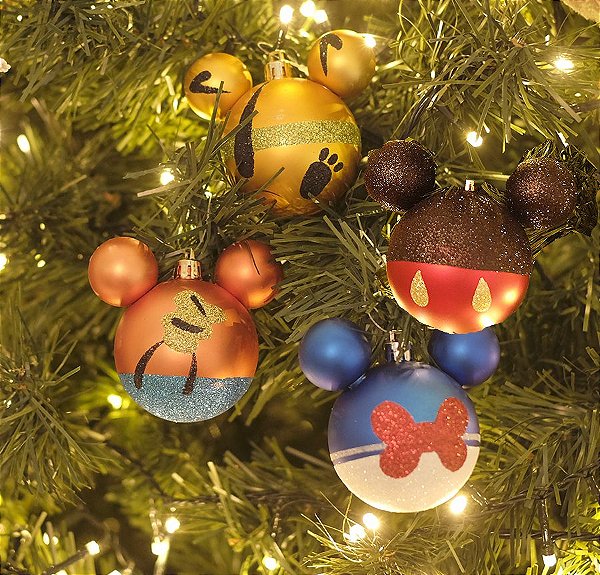 Kit Bolas Pluto Pateta Pato Donald e Mickey 8cm - 04 unidades Natal Disney - Cromus - Rizzo