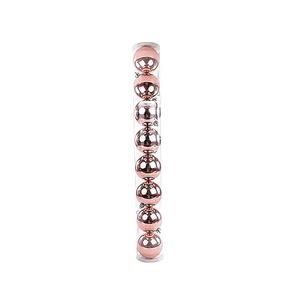 Bola De Natal em Tubo - Rosa Gold Brilhante - 8cm - 8 unidades - Cromus - Rizzo