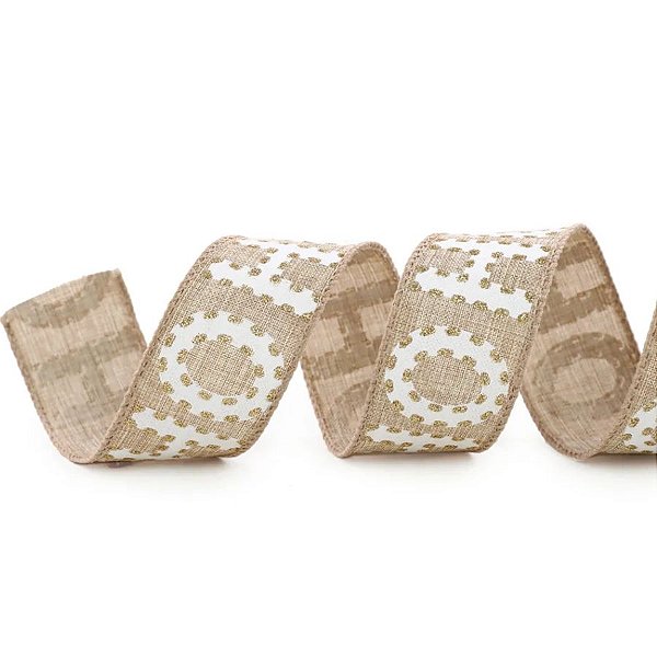 Fita Decorativa Aramada - Hohoho Branco - 3,8cm x 9,14m - 1 unidade - Cromus - Rizzo