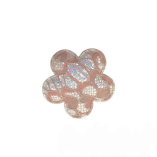 Aplique Decorativo - Flor Nude Rendada com Glitter - 2 unidades - Rizzo