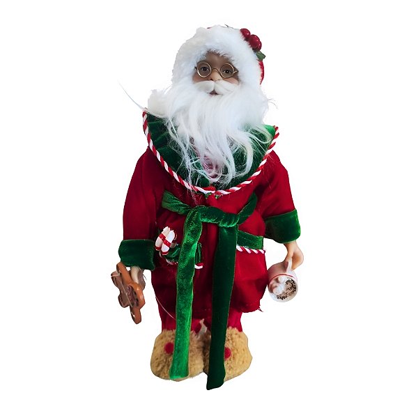 Papai Noel Decorativo Em Pé Com Pijama - Vermelho - 30cm - 1 unidade - Rizzo