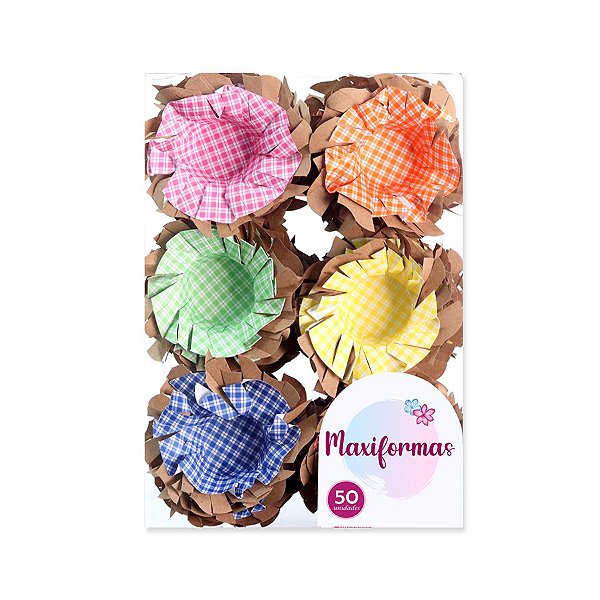 Forminha para Doces Finos - Chapeuzinho Kraft e Xadrez Sortido - 50 unidades - Maxiformas - Rizzo