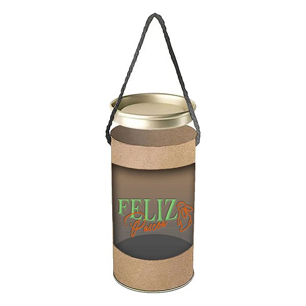 Lata para Ovos Kraft c/ Visor e Alça - Feliz Páscoa Coelho - 1 unidade - Rizzo